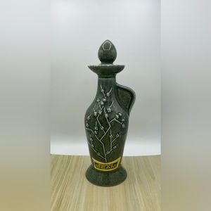 Bonded Beam Empty Bottle Decanter Stopper Vintage 1960s Floral Blossoms Vase